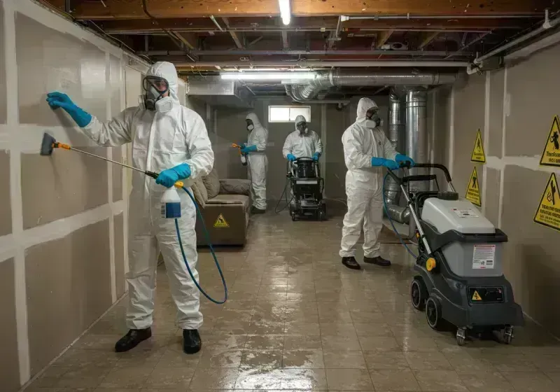 Basement Moisture Removal and Structural Drying process in New Athens, IL